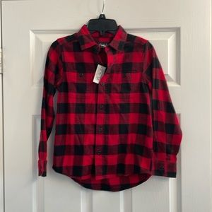Children’s Place red and black plaid flannel button-down